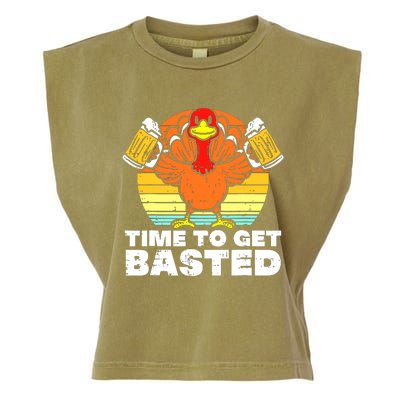 Turkey Time To Get Basted Retro Happy Thanksgiving Garment-Dyed Women's Muscle Tee