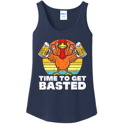 Turkey Time To Get Basted Retro Happy Thanksgiving Ladies Essential Tank