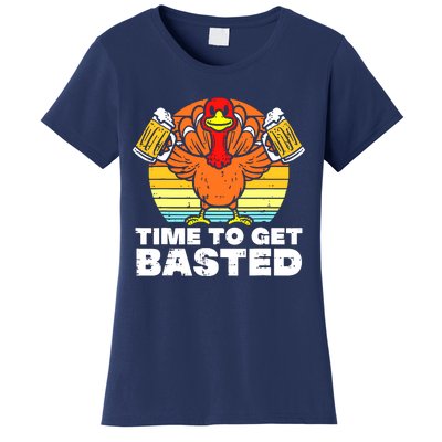 Turkey Time To Get Basted Retro Happy Thanksgiving Women's T-Shirt