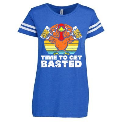 Turkey Time To Get Basted Retro Happy Thanksgiving Enza Ladies Jersey Football T-Shirt