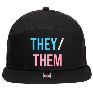 They Them Their Pronouns For Enby Nb Lgbtq Pride 7 Panel Mesh Trucker Snapback Hat