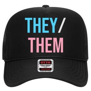 They Them Their Pronouns For Enby Nb Lgbtq Pride High Crown Mesh Back Trucker Hat