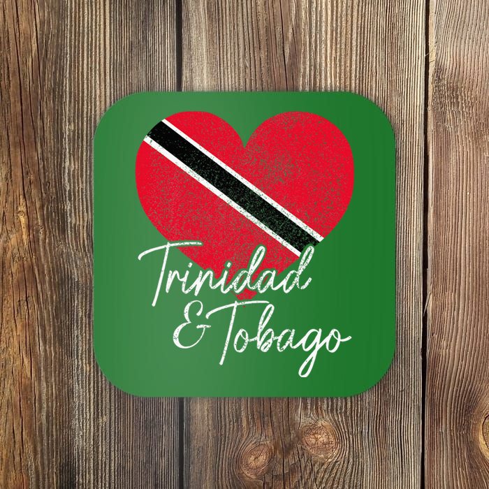 Trinidad & Tobago Trinidadian Tobagonian Flag Heart Pride Coaster