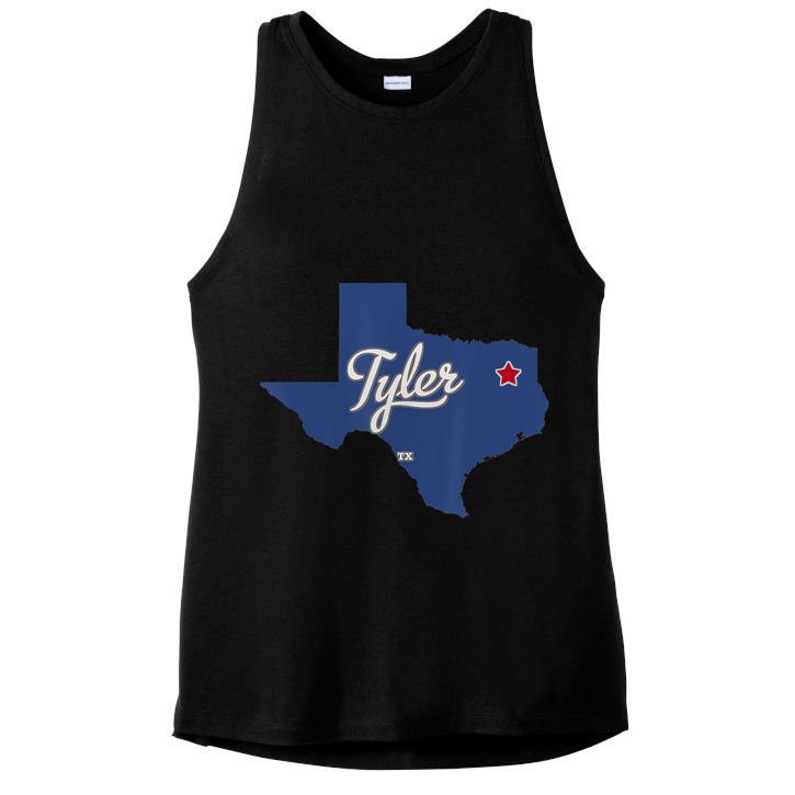 Tyler Texas Tx Map Vintage State Athletic Style Ladies PosiCharge Tri-Blend Wicking Tank