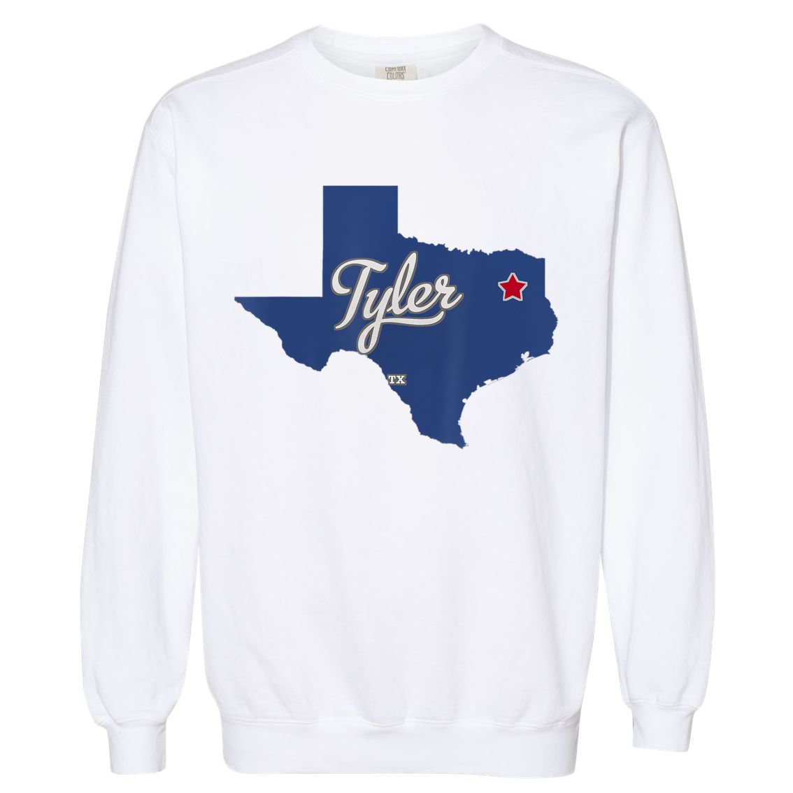 Tyler Texas Tx Map Vintage State Athletic Style Garment-Dyed Sweatshirt
