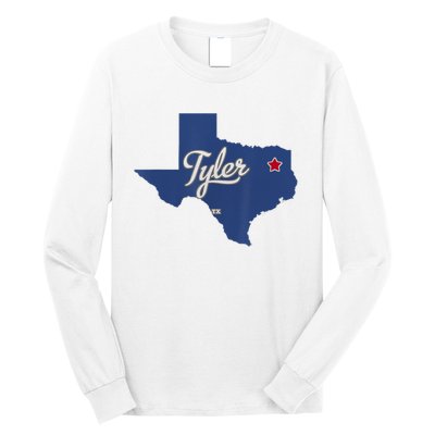 Tyler Texas Tx Map Vintage State Athletic Style Long Sleeve Shirt