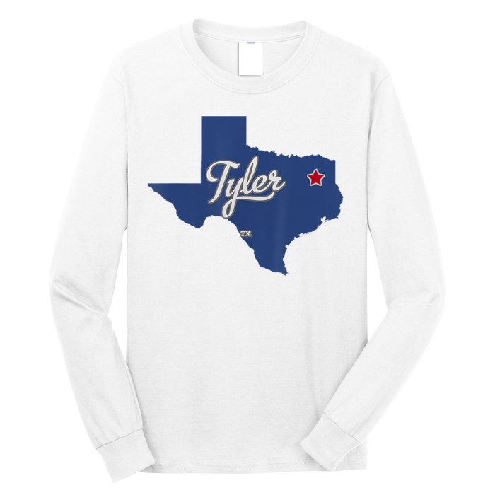 Tyler Texas Tx Map Vintage State Athletic Style Long Sleeve Shirt