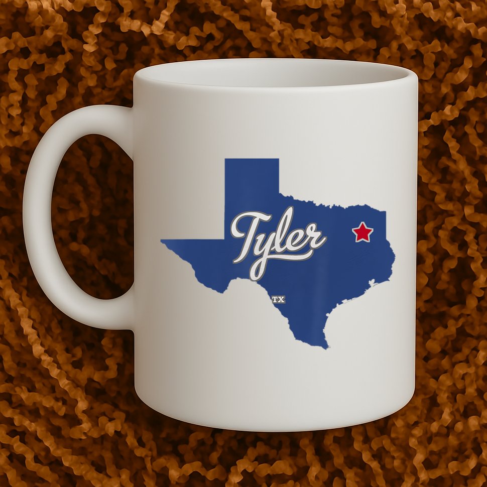 Tyler Texas Tx Map Vintage State Athletic Style Mug
