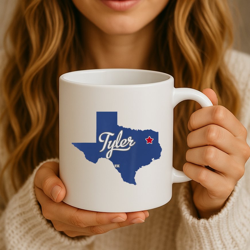 Tyler Texas Tx Map Vintage State Athletic Style Mug