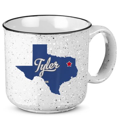 Tyler Texas Tx Map Vintage State Athletic Style 15oz Campfire Ceramic Mug