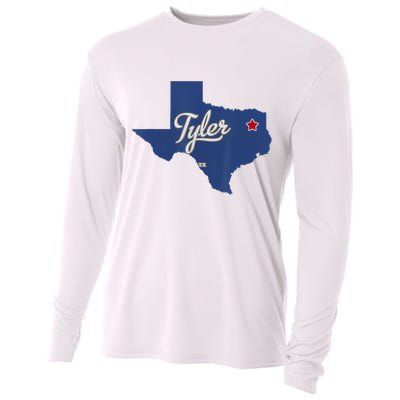 Tyler Texas Tx Map Vintage State Athletic Style Cooling Performance Long Sleeve Crew