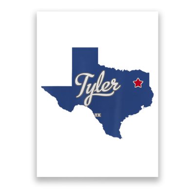 Tyler Texas Tx Map Vintage State Athletic Style Poster