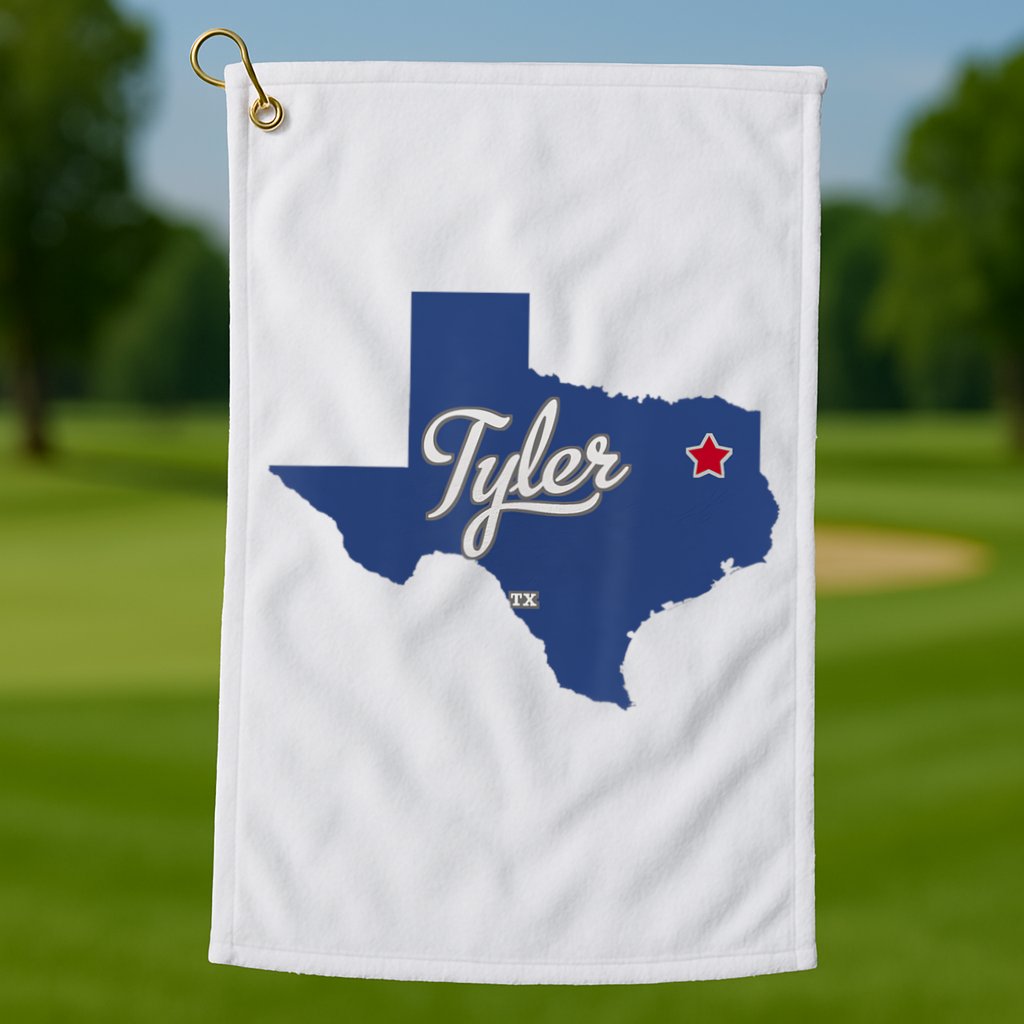 Tyler Texas Tx Map Vintage State Athletic Style Golf Towel