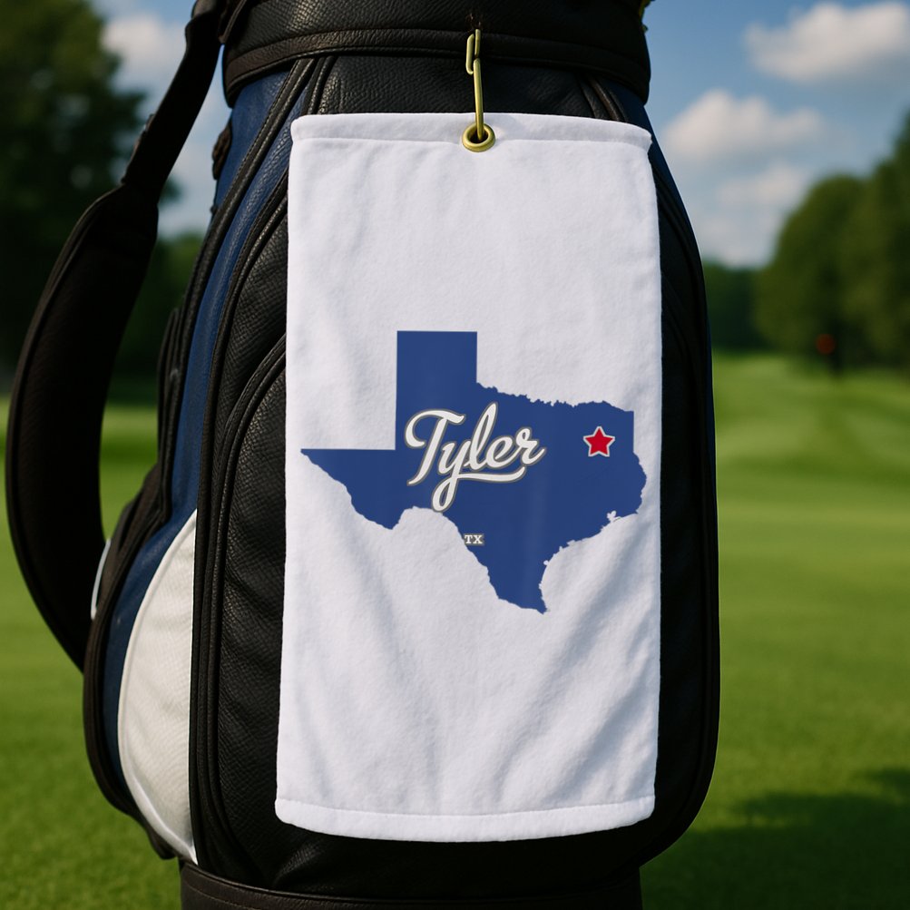 Tyler Texas Tx Map Vintage State Athletic Style Golf Towel