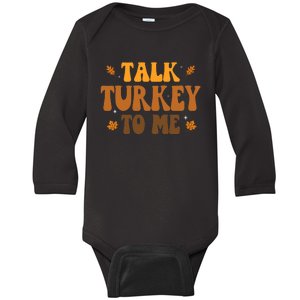 Talk Turkey To Me Groovy Thanksgiving Family Matching Premium Baby Long Sleeve Bodysuit