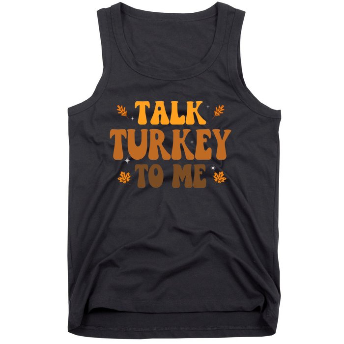 Talk Turkey To Me Groovy Thanksgiving Family Matching Premium Tank Top