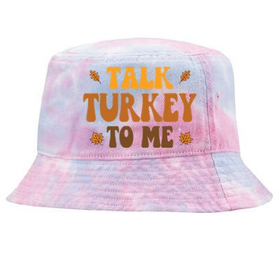 Talk Turkey To Me Groovy Thanksgiving Family Matching Premium Tie-Dyed Bucket Hat