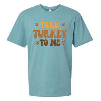 Talk Turkey To Me Groovy Thanksgiving Family Matching Premium Sueded Cloud Jersey T-Shirt