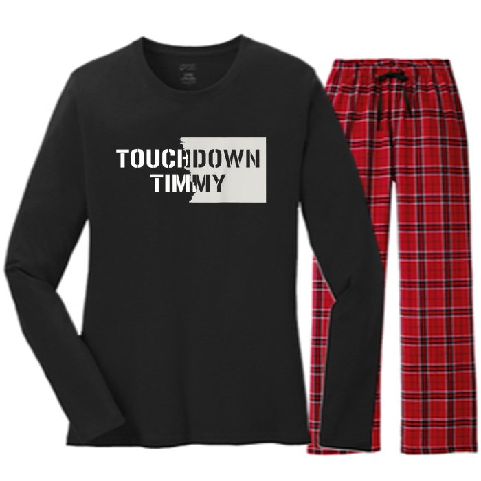 Touchdown Timmy Tim Walz Women's Long Sleeve Flannel Pajama Set 