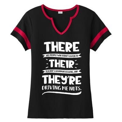 There Their They're Cool Gift English Grammar Funny Teacher Gift Ladies Halftime Notch Neck Tee