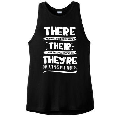 There Their They're Cool Gift English Grammar Funny Teacher Gift Ladies PosiCharge Tri-Blend Wicking Tank