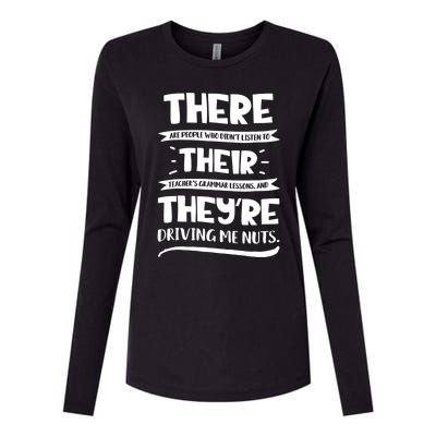 There Their They're Cool Gift English Grammar Funny Teacher Gift Womens Cotton Relaxed Long Sleeve T-Shirt