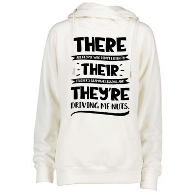 There Their They're Cool Gift English Grammar Funny Teacher Gift Womens Funnel Neck Pullover Hood