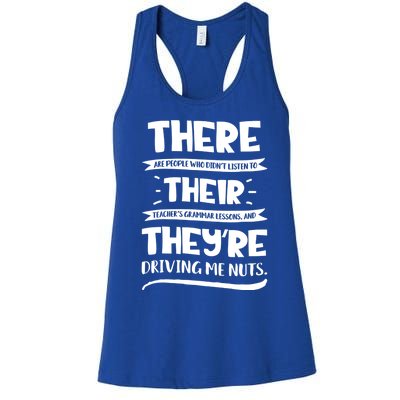 There Their They're Cool Gift English Grammar Funny Teacher Gift Women's Racerback Tank