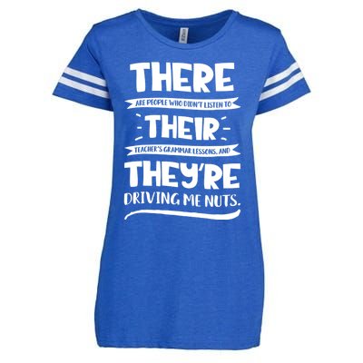 There Their They're Cool Gift English Grammar Funny Teacher Gift Enza Ladies Jersey Football T-Shirt