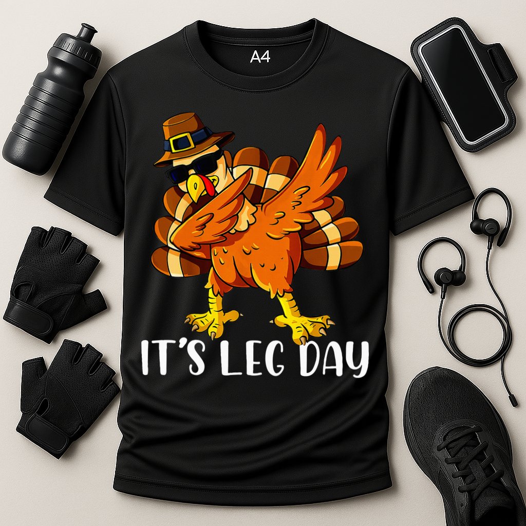 Thanksgiving Turkey Trot Fun Family Leg Day Workout Cooling Performance Crew T-Shirt