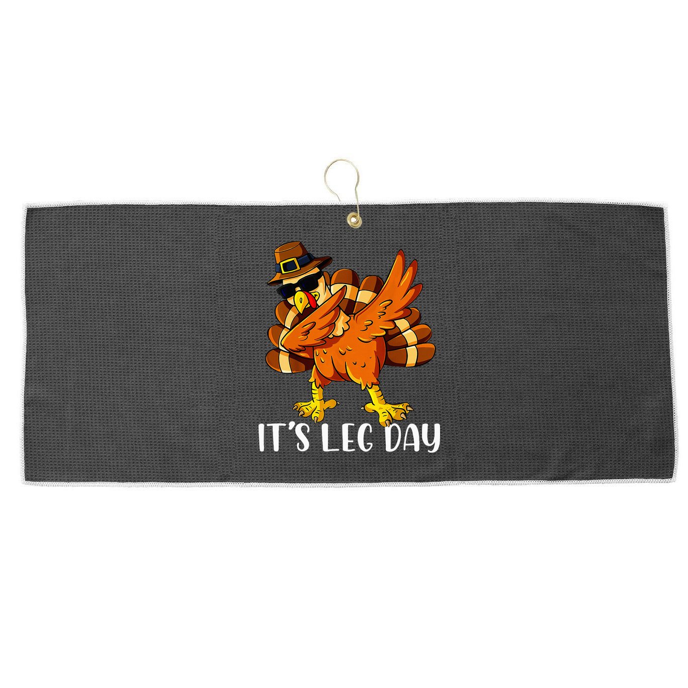 Thanksgiving Turkey Trot Fun Family Leg Day Workout Large Microfiber Waffle Golf Towel