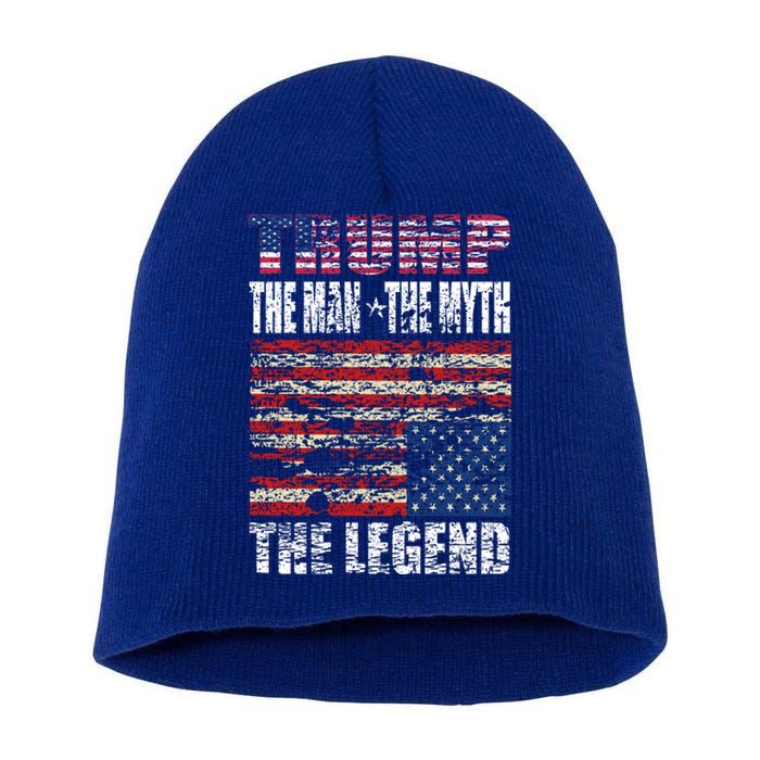 Trump The The Myth The Legend Distressed Usa Trump Flags Funny Gift Short Acrylic Beanie