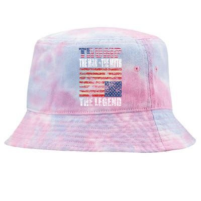 Trump The The Myth The Legend Distressed Usa Trump Flags Funny Gift Tie-Dyed Bucket Hat