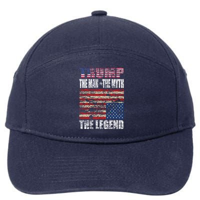 Trump The The Myth The Legend Distressed Usa Trump Flags Funny Gift 7-Panel Snapback Hat