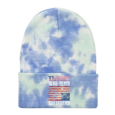 Trump The The Myth The Legend Distressed Usa Trump Flags Funny Gift Tie Dye 12in Knit Beanie