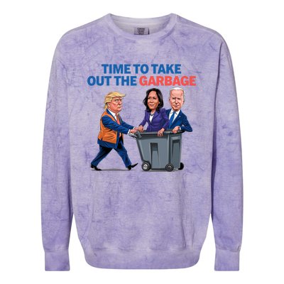 Time To Take Out The Garbage Funny Garbage For Trump 2024 Colorblast Crewneck Sweatshirt