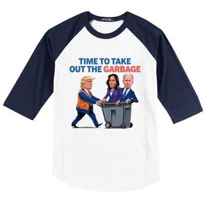 Time To Take Out The Garbage Funny Garbage For Trump 2024 Baseball Sleeve Shirt