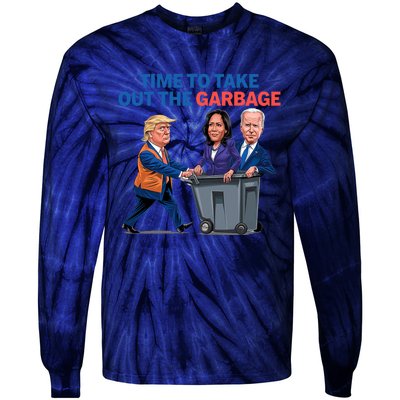 Time To Take Out The Garbage Funny Garbage For Trump 2024 Tie-Dye Long Sleeve Shirt