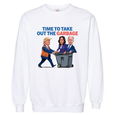 Time To Take Out The Garbage Funny Garbage For Trump 2024 Garment-Dyed Sweatshirt