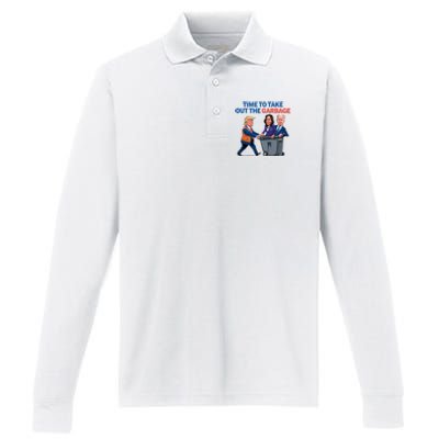 Time To Take Out The Garbage Funny Garbage For Trump 2024 Performance Long Sleeve Polo