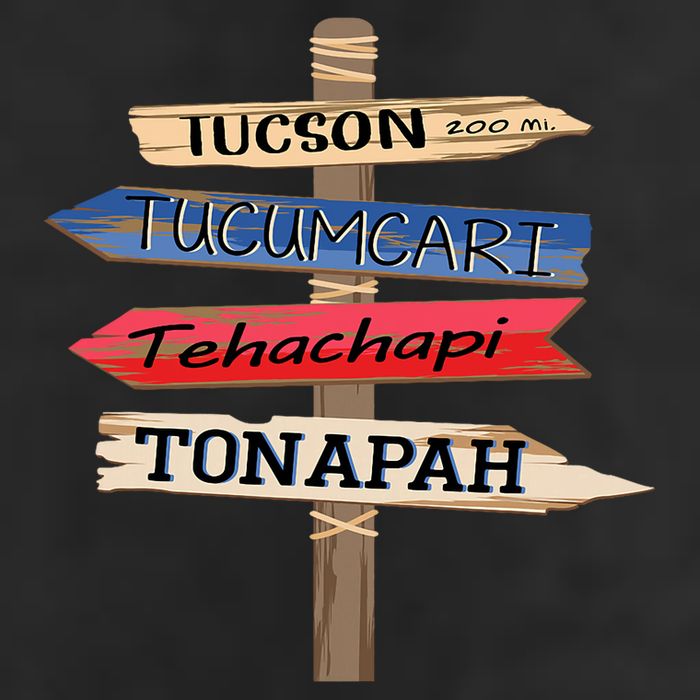 Tucson Tucumcari Tehachapi Tonapah Tourist Guideline 7 Panel Mesh Trucker Snapback Hat