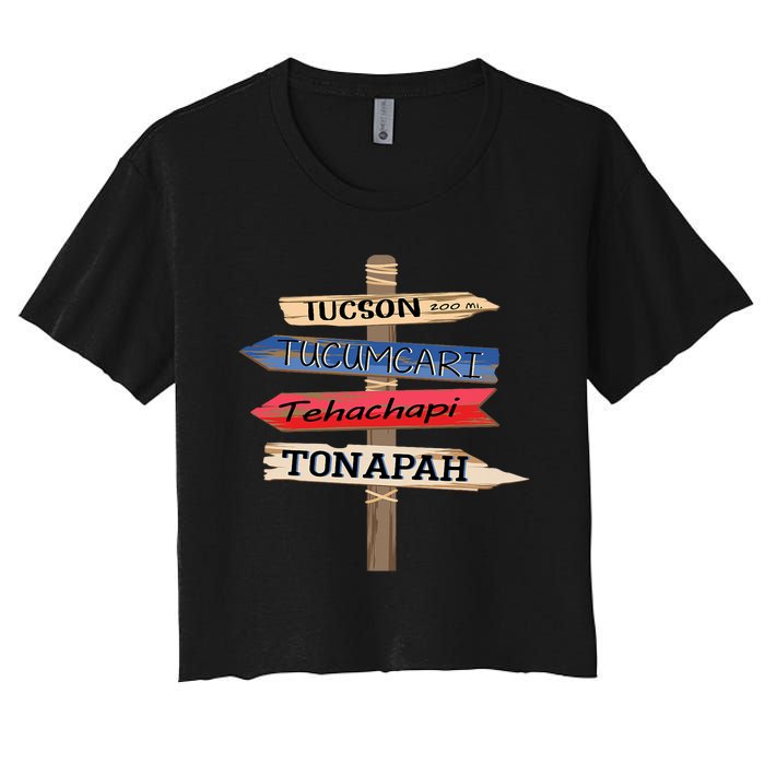 Tucson Tucumcari Tehachapi Tonapah Tourist Guideline Women's Crop Top Tee