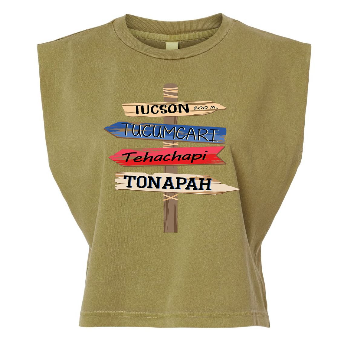 Tucson Tucumcari Tehachapi Tonapah Tourist Guideline Garment-Dyed Women's Muscle Tee