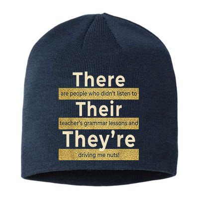 There Their They're T shirt English Grammar Funny Teacher Sustainable Beanie