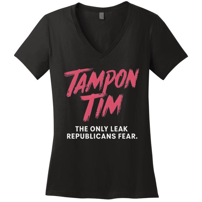 Tampontim Tampon Tim Funny KamalaS Vice President Tim Walz Women's V-Neck T-Shirt