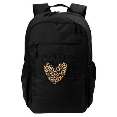 Tis To The Season Leopard Heart Football Season Game Day Backpack