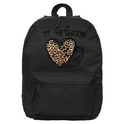 Tis To The Season Leopard Heart Football Season Game Day 16 in Basic Backpack