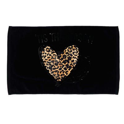 Tis To The Season Leopard Heart Football Season Game Day Microfiber Hand Towel