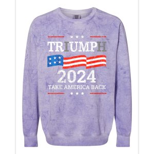 Trump Triumph Us President 45 47 Take America Back Flag 2024 Colorblast Crewneck Sweatshirt