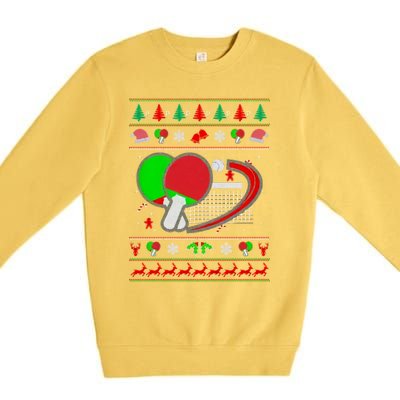 Table Tennis Ugly Christmas Premium Crewneck Sweatshirt